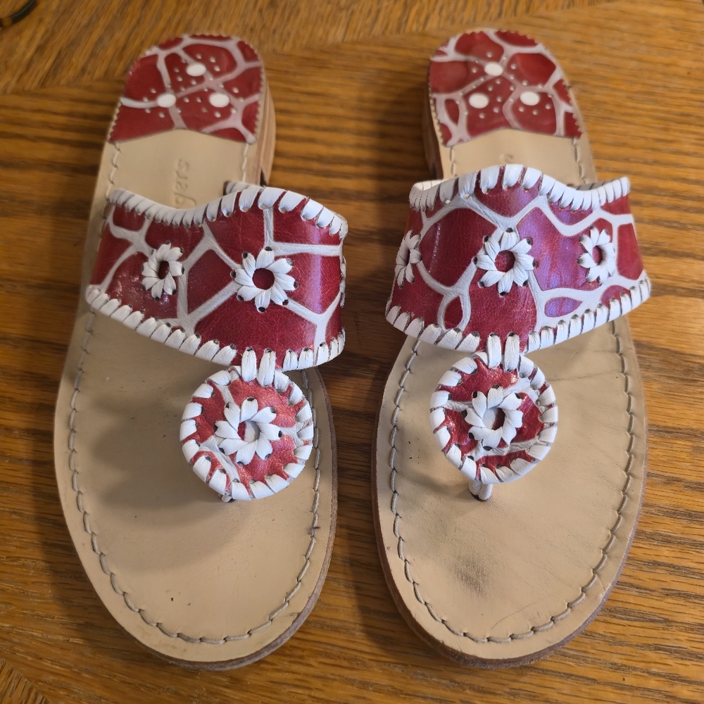 JACK ROGERS RARE GIRAFFE RED SANDALS